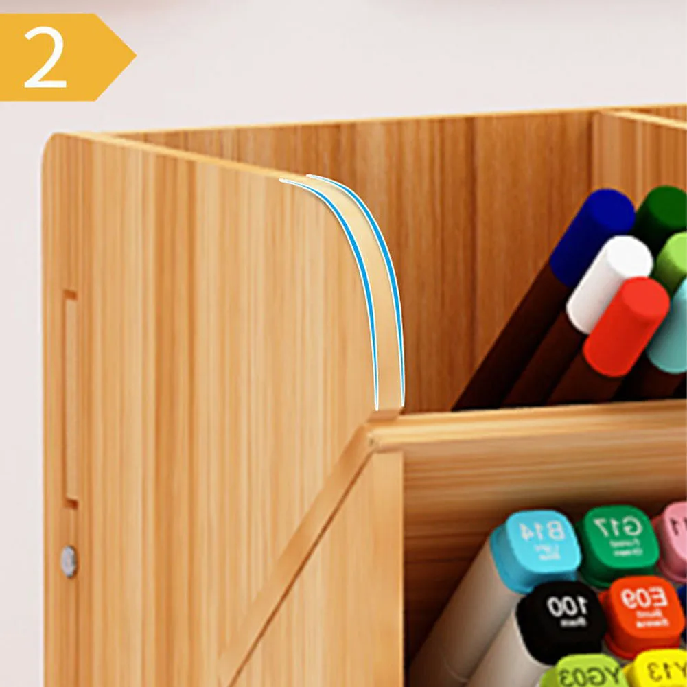 Desk Organizer Home Stationery Storage Study Wooden Rack Separate Parts Office Student Pen Holder DIY Large Capacity With Drawer