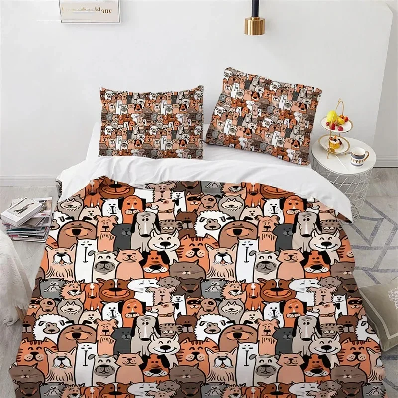 

Cartoon Monster Duvet Cover King Queen Size Lovely Funny Animal Bedding Set for Kids Boys Girls Anime Polyester Comforter Cover