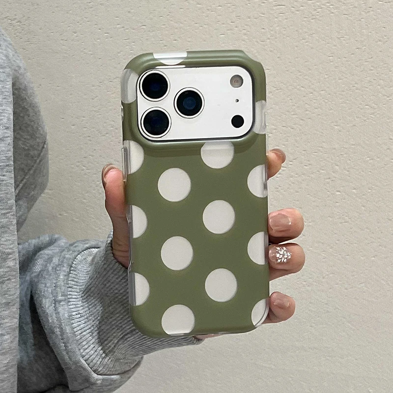 Fundas de Teléfono con Diseño de Puntos para iPhone 15 16 17 Pro Max, Funda 13 14 Pro, Carcasa Rígida IMD TPU a Prueba d