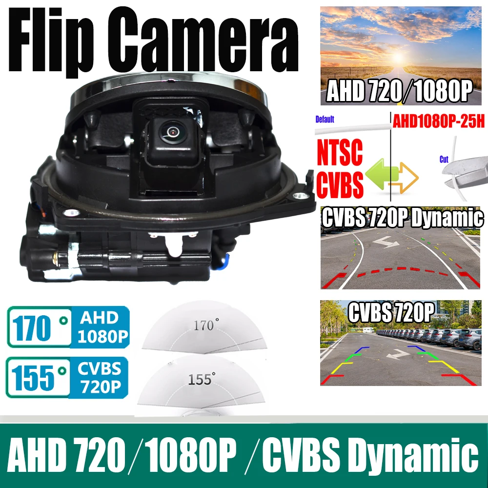 

170 Degree AHD 1080P or CVBS Badge Flip Emblem Car Rear View Camera for Golf Polo CC Beetle Magotan B6 B7L B8 EOS T-roc Passat R