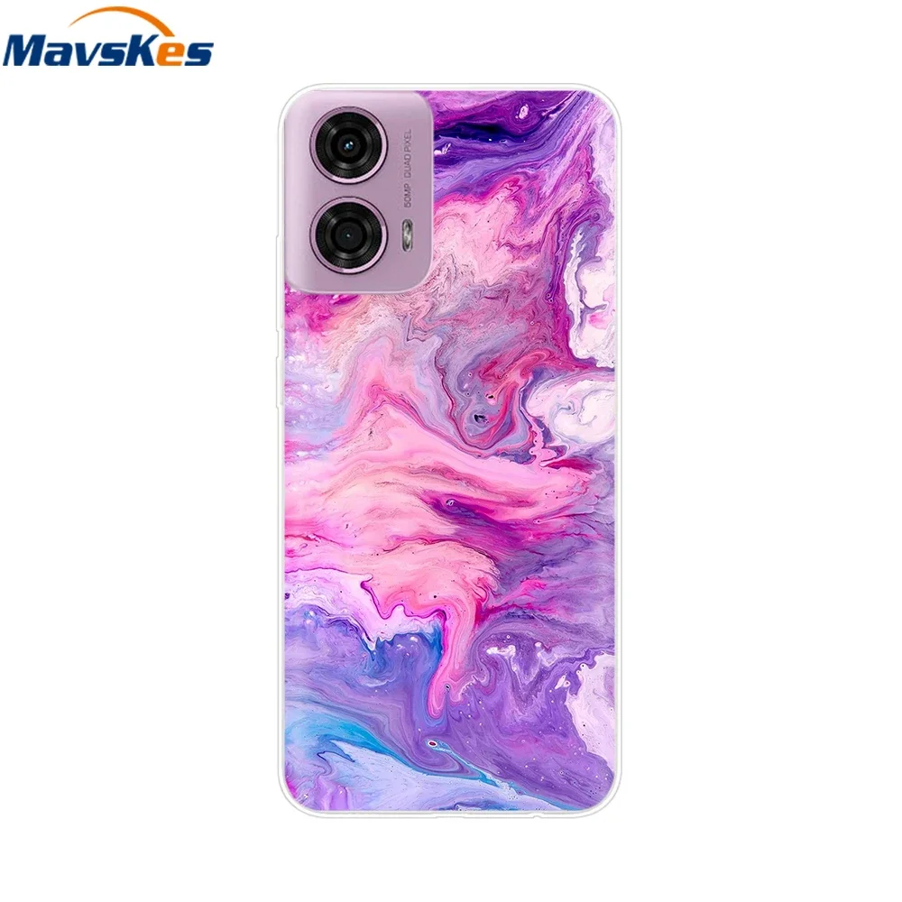 For Motorola Moto G24 Case Lovely Cartoon Flower Soft Silicone Phone Cover For Motorola G04 E14 Fundas For MotoG24 Cases Coque