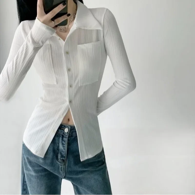 

Женская новая эстетика в продаже, красивая роскошная женская футболка высокого качества, топы для поездок на работу, мешковатая корейская одежда, футболка с воротником поло