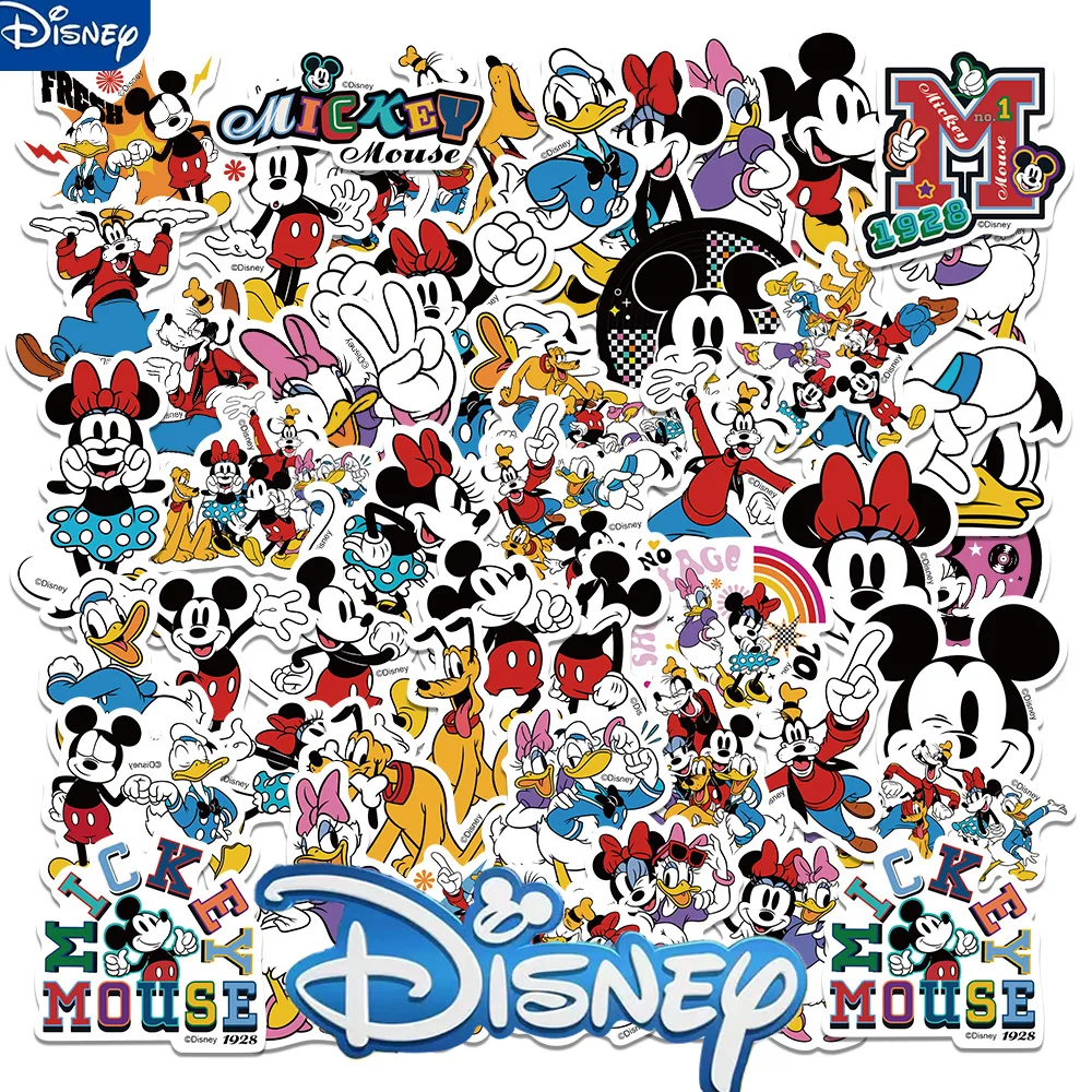 50PCS Disney Movie Mickey Stickers Anime Decal DIY Skateboard Laptop Motorcycle Cool Cute Cartoon Sticker Pack Kids Toy