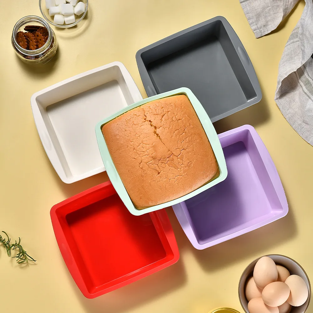 مجموعة قوالب خبز قابلة لإعادة الاستخدام، مقالي كعك متعددة الأشكال (دائرية + مربعة) غير لاصقة، أدوات خبز متينة لاحتياجات خبز المطبخ المنزلي #2