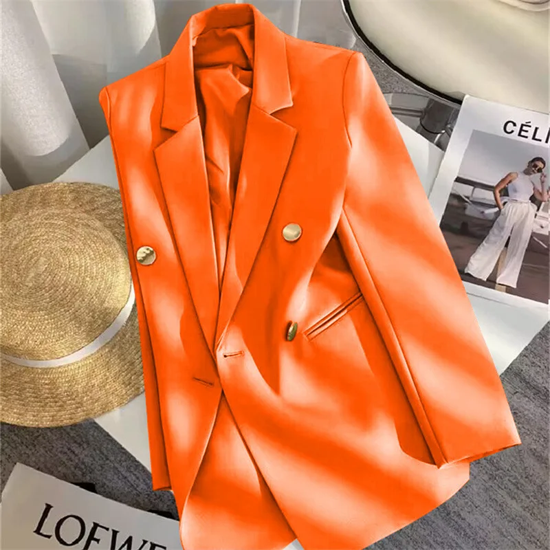 

Fashionable Long Sleeve Suit Jacket Elegant Simple Design Korean Style Women's Spring Autumn Clothing Polyester Fabric