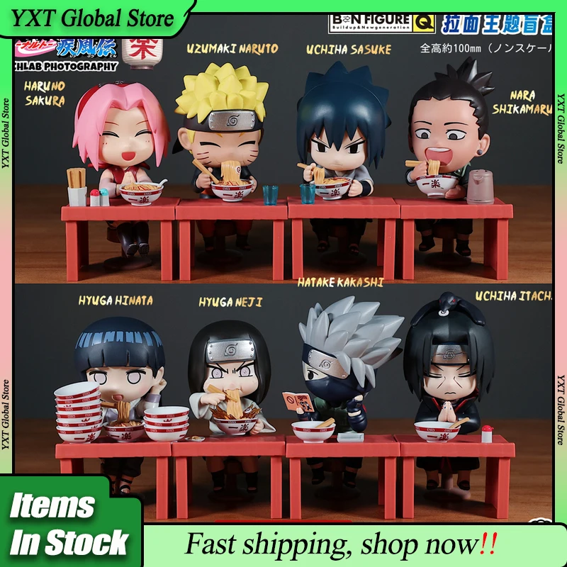 กล่องสุ่มฟิกเกอร์อนิเมะ นารูโตะ ชิปปุเด็น ลายบะหมี่ ยี่ห้อ Bandai ตัวละคร อุซึมากิ นารูโตะ และ ซาสึเกะ ของตกแต่งโต๊ะทำงาน ของขวัญคริสต์มาสสำหรับเด็กผู้ชาย