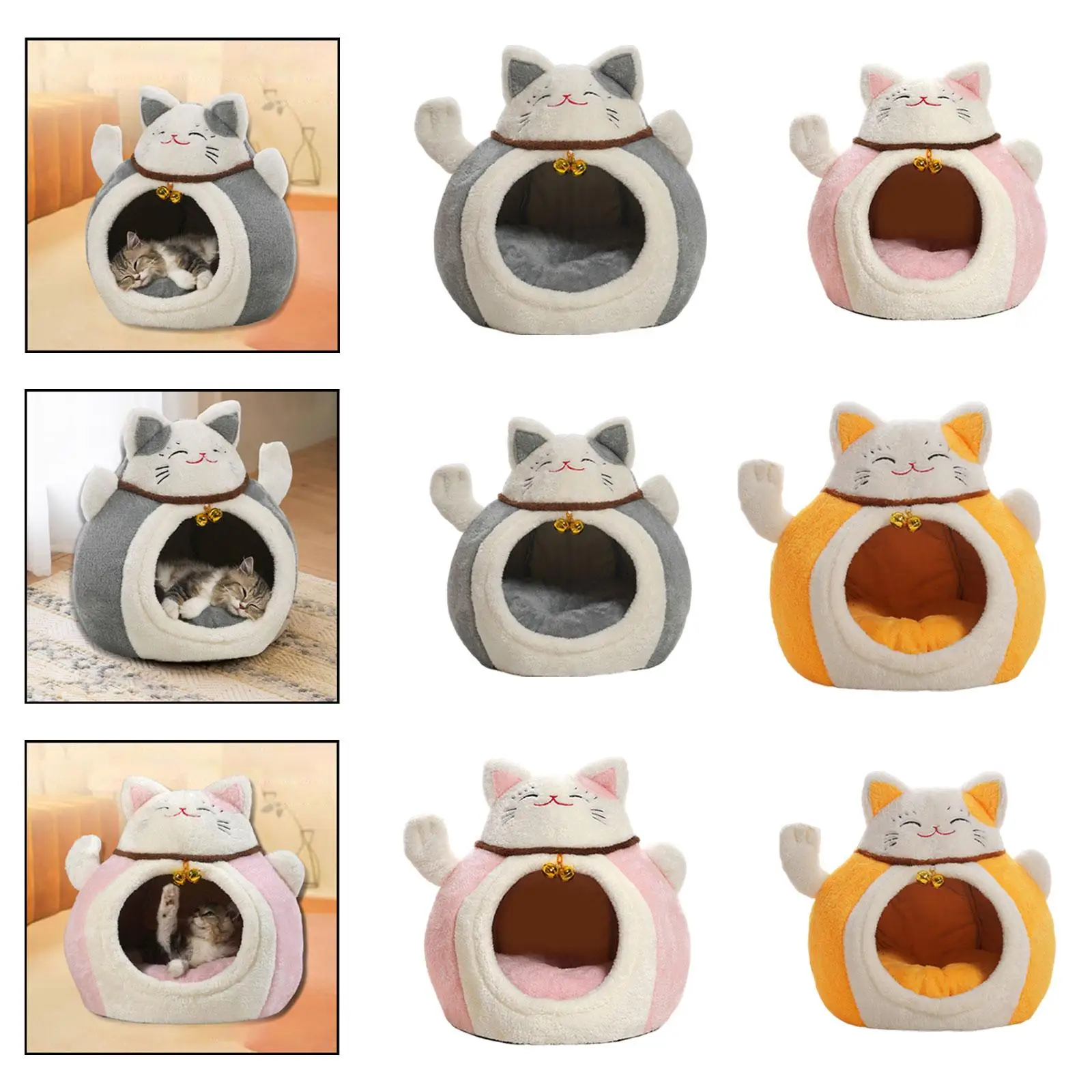 

Кошачий домик, удобный с аксессуарами для колокольчика, удобный многофункциональный для зимних подарков, хлопковые принадлежности из полипропилена, кровать для домашних животных, укрытие для кошек