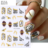 Leopard Pattern 3D Nail Sticker Golden Metal Line Sliders Zebra Stripe Milk Cow Tiger Animal Skins Design Tattoos Manicure Decor