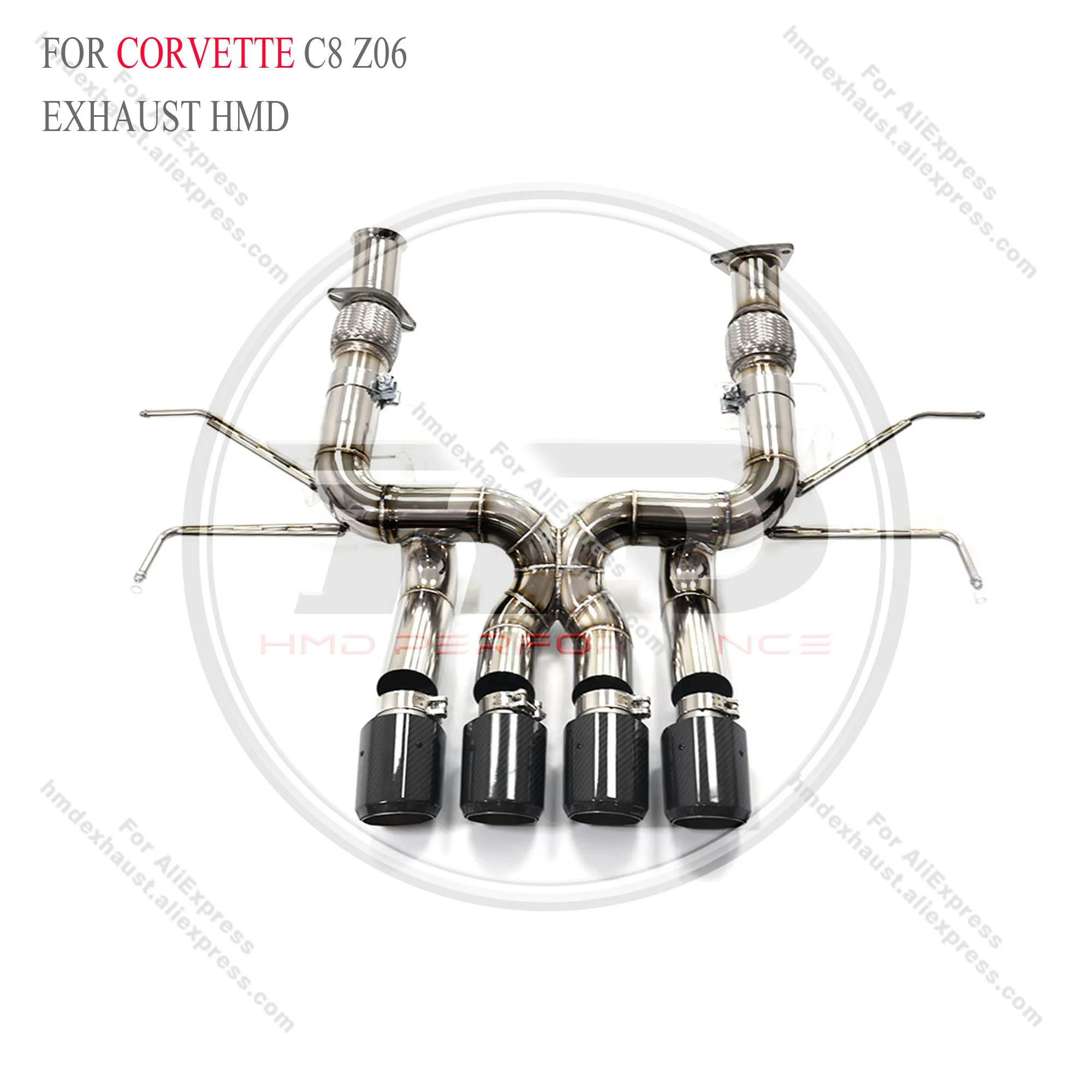 

Catback из нержавеющей стали для Corvette C8 Z06 без клапана с наконечниками из углеродного волокна Производительность выхлопной системы HMD