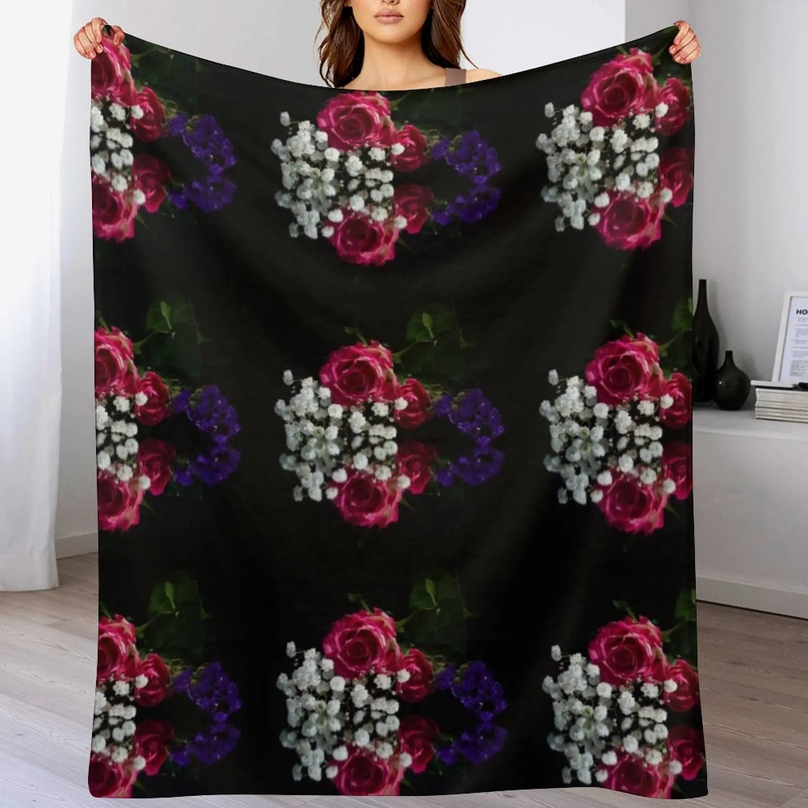 

red white and blue flowers with reflection Throw Blanket Designers Decorative Beds Single Blankets