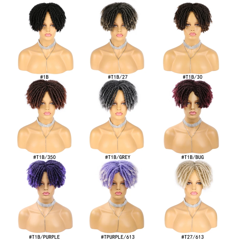 الاصطناعية الأفرو المجدل الشعر المستعار الباروكات للنساء Dreadlock الكروشيه الشعر المستعار الباروكات أومبير اللون الألياف الاصطناعية الشعر المستعار الباروكات