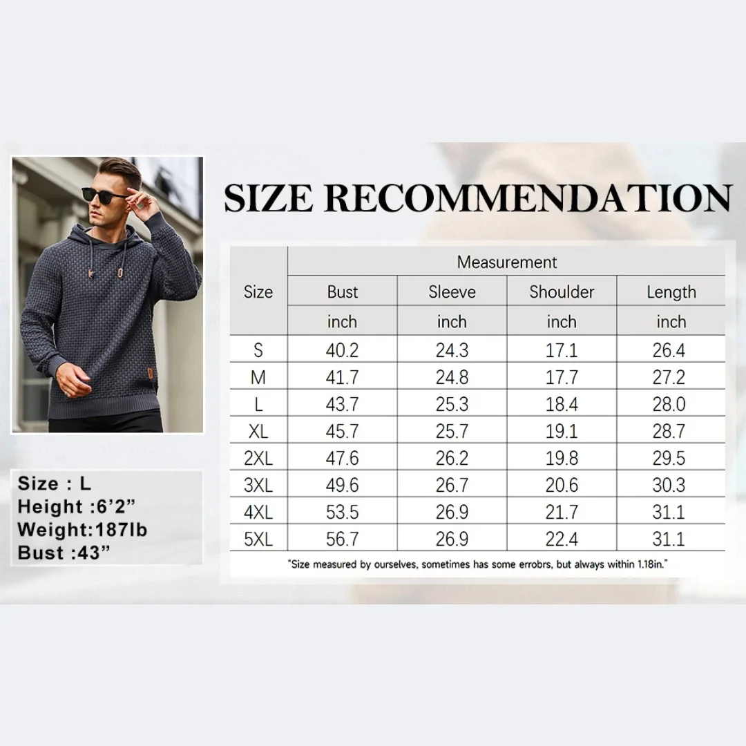 Slavinson Men's Sweatshirt New Spring Hoodies Warm Sweatshirt Long Sleeve Knitted Hoodies Comfortable Solid Pullover US Size