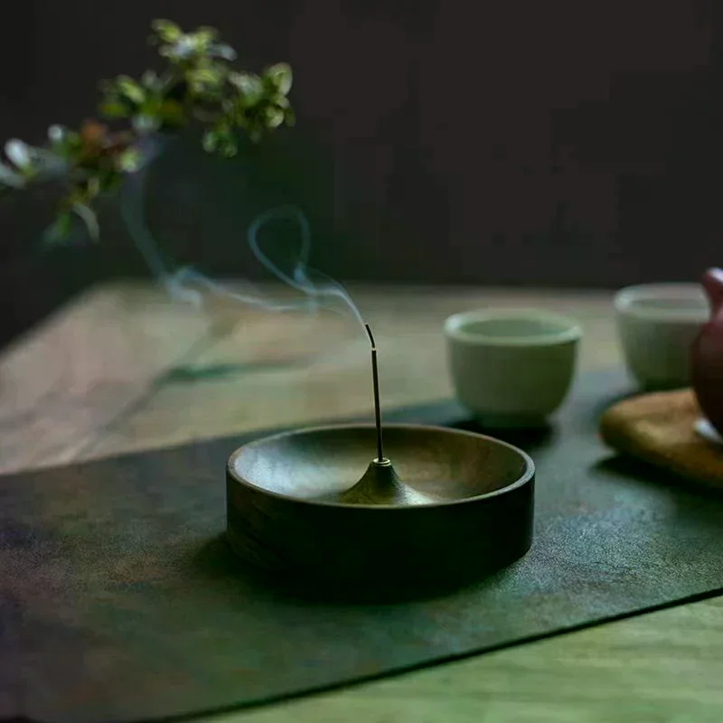 Solid Wood Incense Holder Handmade For Meditation & Home Decor Natural Grain No Power Needed Spiritual Holiday Gift