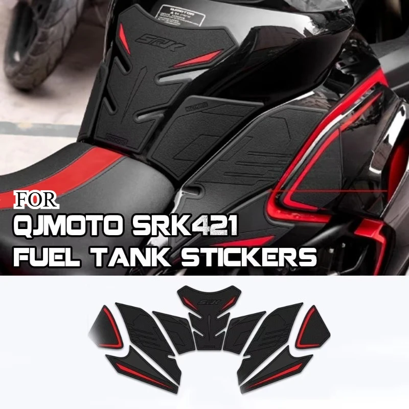 For QJMOTO SRK421 2025 Motorcycle Fuel Tank Sticker Thickened 3mm Rubber Sticker Anti-slip Stickers Modification Accessories