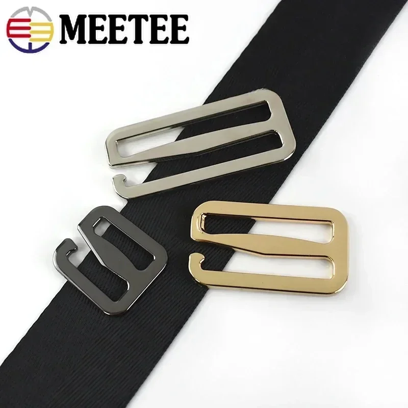 5/10Pcs Meetee 20-50mm Metal Tri-Glide Hook Adjust Buckle Bag Belt Bra Strap Slider Clasp Hooks DIY Sewing Hardware Accessories