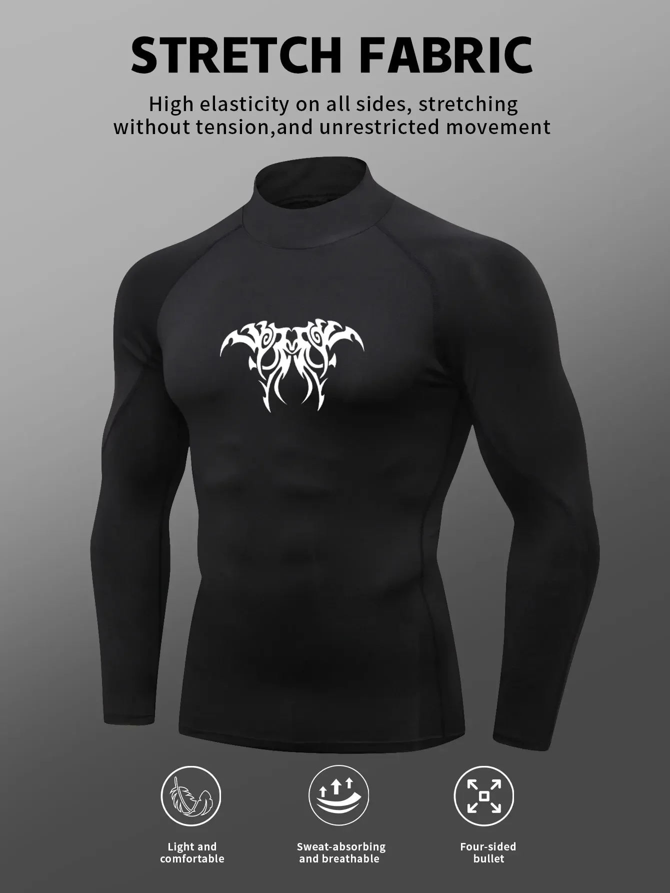 

Hot men's fitness tight T-shirt, quick dry high stretch sports top, compression clothing morning training clothing