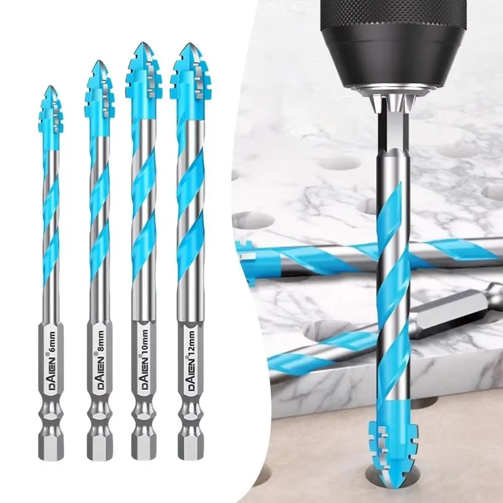 Four-Edged Triangle Tile Drill Set Precision Drilling High Hardness Eccentric Drill 6/8/10/12mm Hole Opener Tile Drill Bit Tile