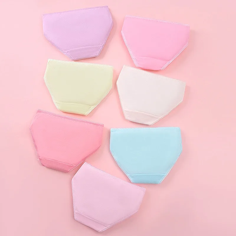 6/12 Pieces Baby Girls Briefs Cotton Floral Children's Underwear Skin-friendly Soft Solid Toddlers Panties For Girls Aged 2-11