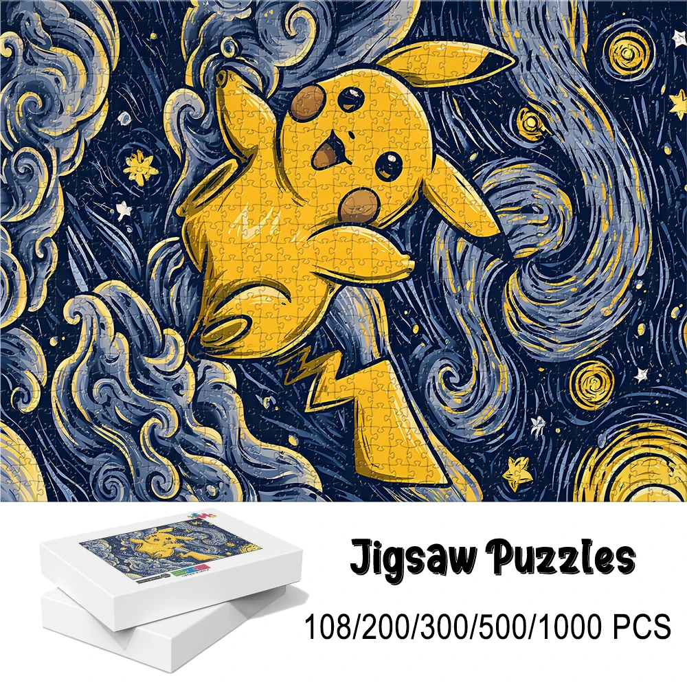 Rompecabezas de Madera con Tema de Pokémon Pikachu - Juguete Educativo en Varios Números de Piezas, Opciones Disponibles de 108/200/300/500/1000 Piezas