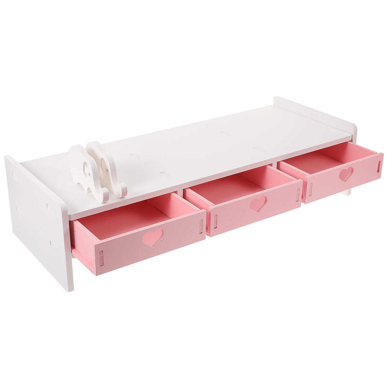 Monitor Stand White Desk Riser Pink Laptop with Organizer Computer Desktop Storage