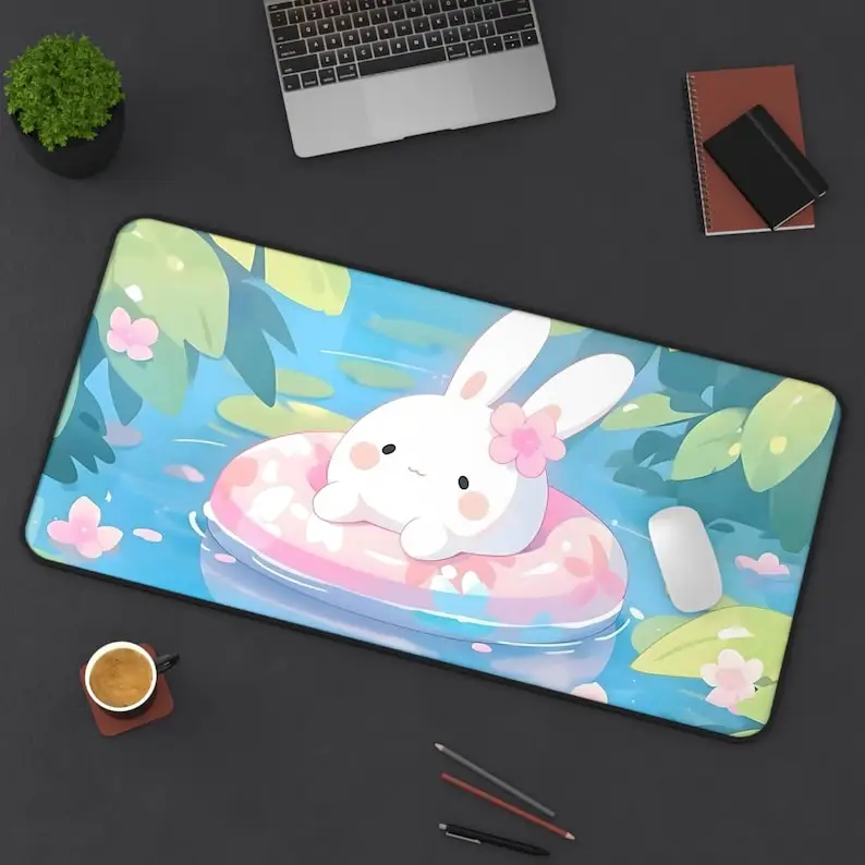 

Cute Mochi Cat Deskmat, Adorable Chubby Cat Mouse Pad, Beautiful Anime Desktop Decor, Comfortable Home Gamer Mat Kawaii Desk Pad