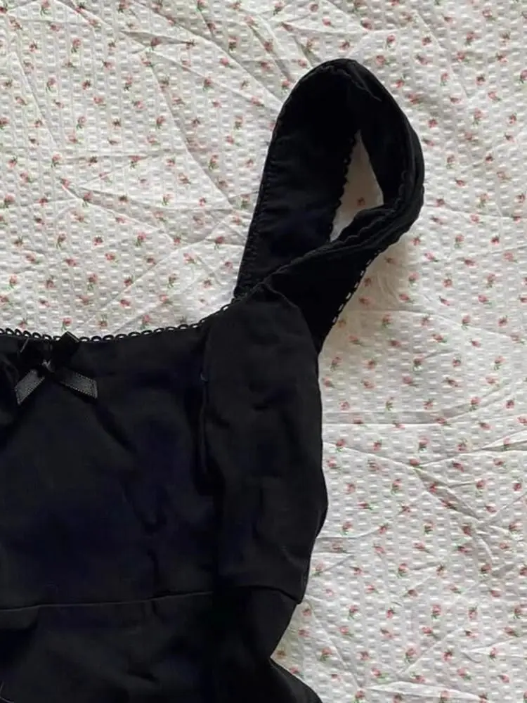 Punk laço estilingue magro y2k roupas arco goth vintage americano sexy harajuku colheita topo sem costas streetwear doce 90s verão colete emo