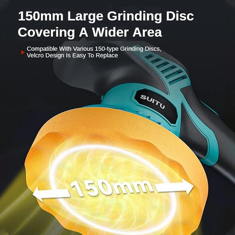 Cordless Polisher 8 Gears Adjustable Car Waxing Polishing Machine Metal Waxing Wood Sanding for Makita 21v Battery (No Battery)