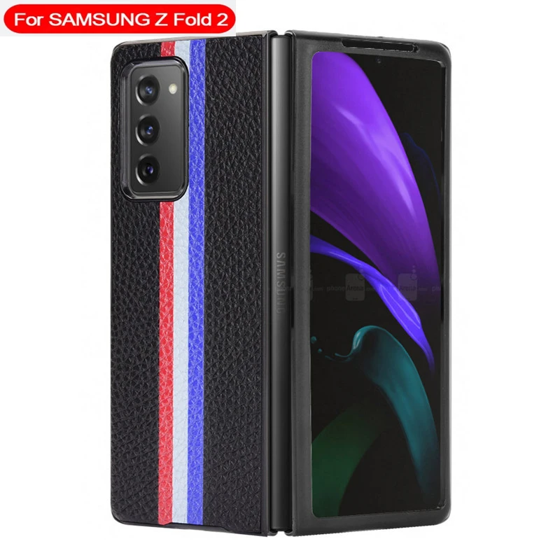 50pcs Official Leather Case For Samsung Z Fold 2 Case for Samsung Galaxy Z Fold 2 Fold2 Front + Back 360 Full Protect Back Case