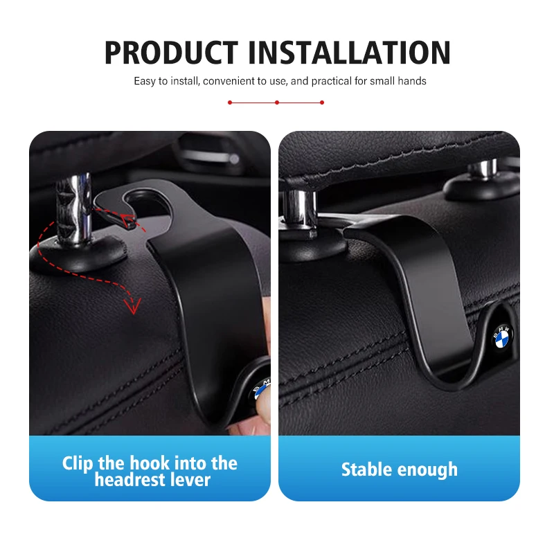 2pcs Car Seat Back Hook Auto Fastener Handbag Organizer Hanger For BMW E87 E70 E91 E30 G20 E92 E93 E60 E46 E90 G30 E53 X1