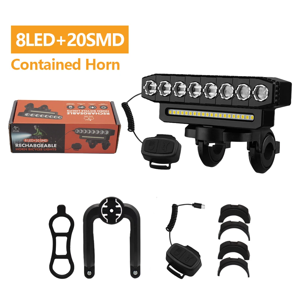 USB oplaadbare fietskoplamp 120 dB fietsen fietshoorn waterdicht 6 verlichtingsmodi fietsbel voorlicht eenvoudig te installeren