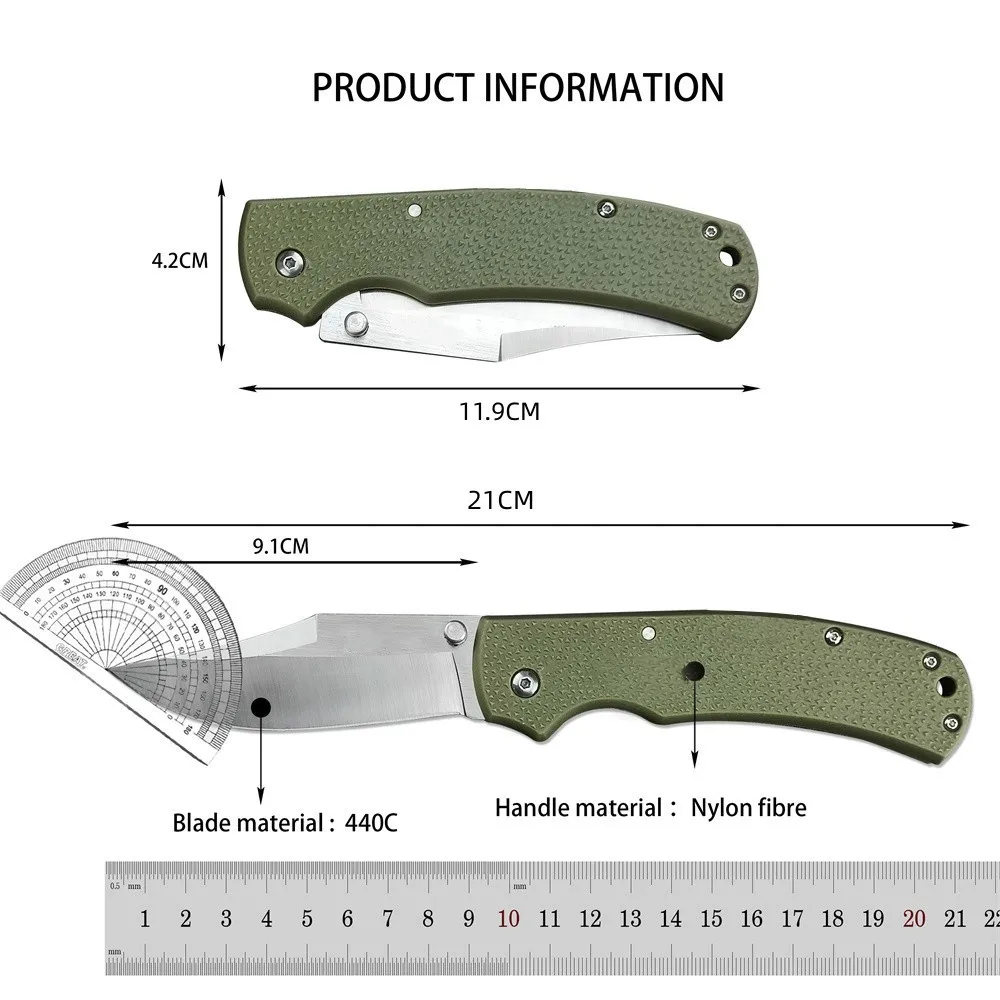 New Multi-function Outdoor Tactical Folding Knife 440C Blade Nylon Fiber Handle with Pocket Clip Camping Hiking Hunting EDC Tool