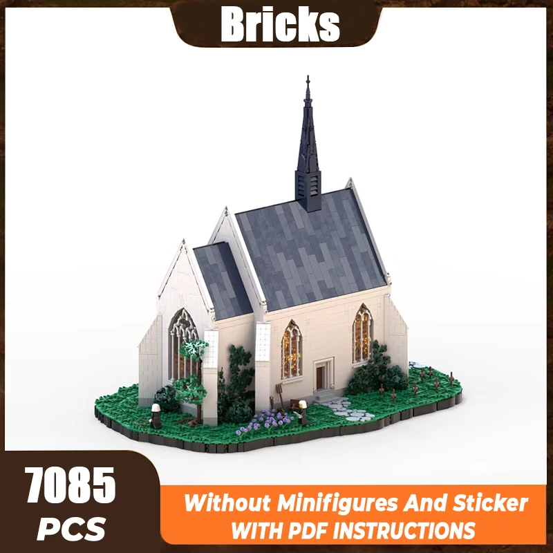 Moc Building Block Modular Chappelle de la Sainte Trinite Model Street View Bricks Toys