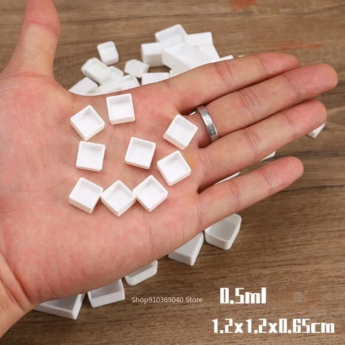Imagen 2 del producto 50 Uds. Sartén de pintura de acuarela cuadrada de 0,5/1ml, medias sartenes de acuarela vacías de plástico, pintura acrílica DIY, paleta de viaje, suministros de arte