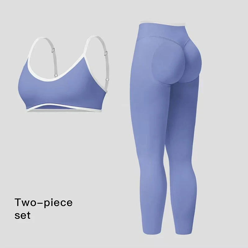 2PCS Seamless Yoga Suit with Chest Pad High Waist Shorts Tight Sports Bras for Running Exercise Fitness outside Wear