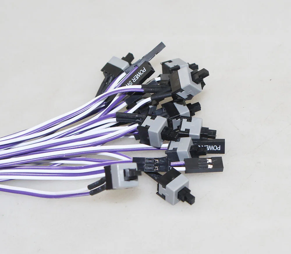 50PCS I/O Reset Motherboard Cable Desktop Computer PC Case POWER Button SW Switch Power Cord  Re-starting  