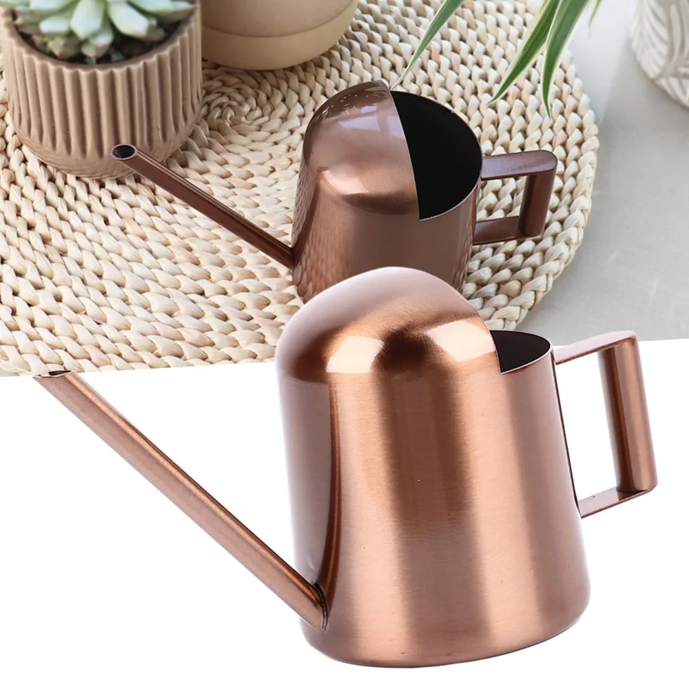 Watering Cans 300ml Watering Can Stainless Steel Long Spout Plant Watering Can Semi Open Bronze Flower Watering Pot For Garden