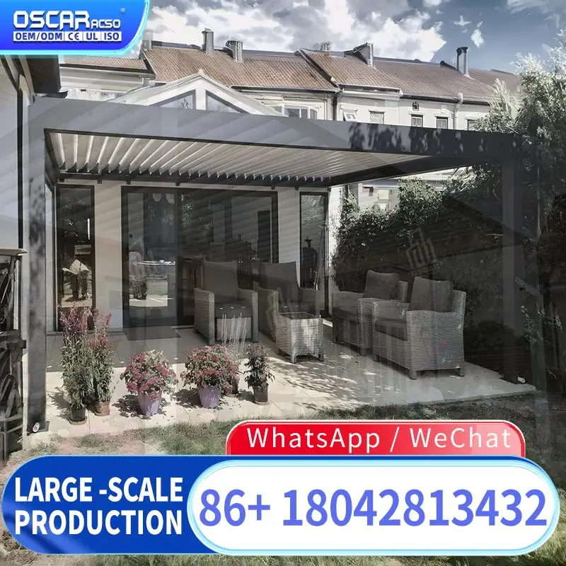 6x4 Aluminium Bioclimatic Louvre Pergola for Garden and Attached to House in Backyard Patio Outdoor pergola