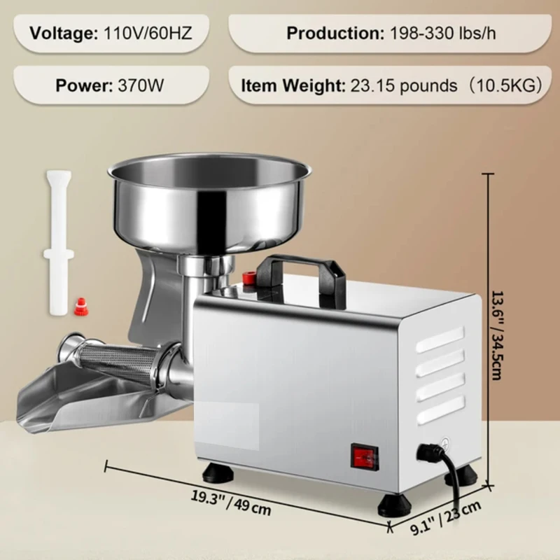 Commercial Fruit Juicer Electric Jam Press Strainer Machine Food Strainer Sauce Maker Stainless Steel Tomato Milling Tool