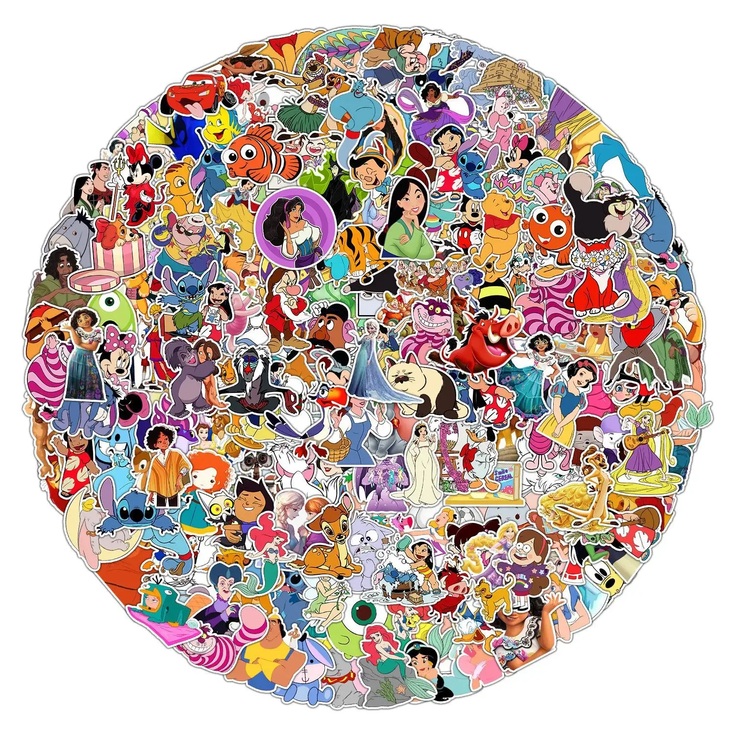 100/200/300Pcs Disney Mix Stitch Micky Princess Stickers Graffiti Decals Motorcycle Laptop Waterproof Sticker for Kid Toy