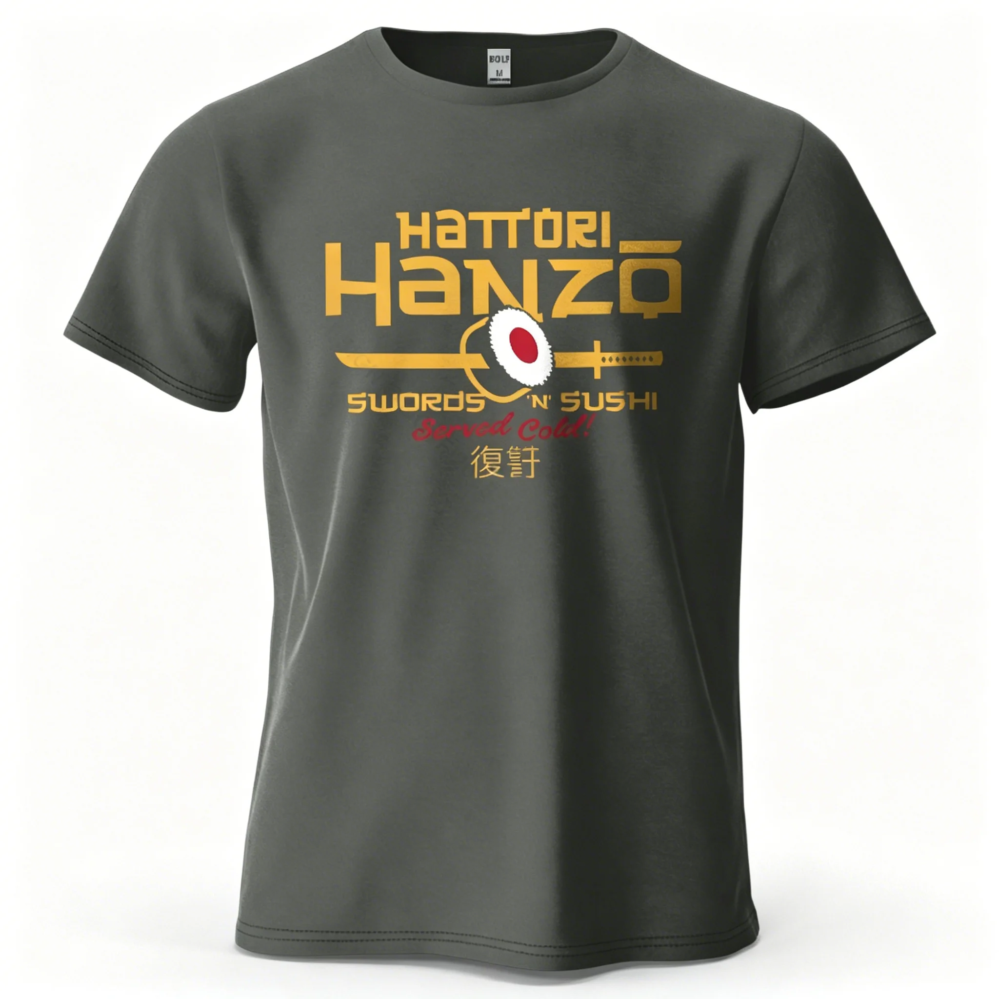 Männer Frauen Hattori Hanzo T-Shirt Swords and Sushi Movie Graphic Tee Lässiges japanisches Retro-Kurzarm-T-Shirt aus Baumwolle Streetwear T-Shirt – Detail 14