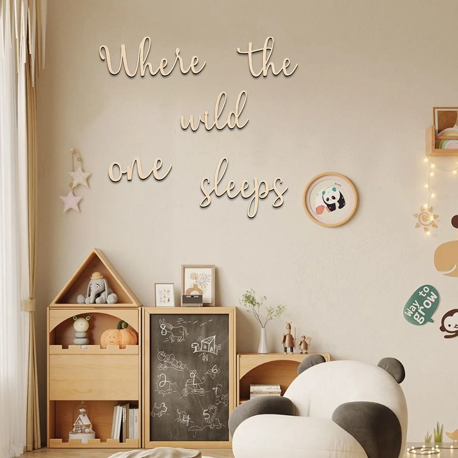 

Where the Wild One Sleeps Wooden Wall Sign - Kids Room Decor, Forest Theme Nursery Wall Art, Photo Props, Home Decoration