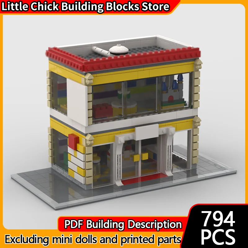 Street View Model MOC Building Bricks Corner Building Block Store Modular Technology Children Holiday Gifts Assemble Toys Suit