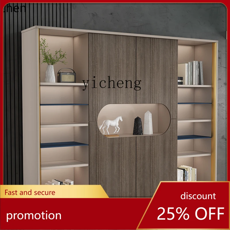 

HXL File Cabinet Wooden Boss Bookcase Board File Storage Office Background Document Cabinet