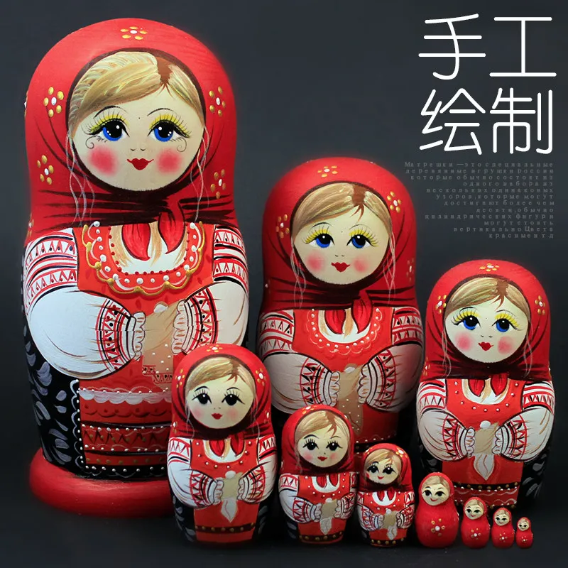 Hand-painted matryoshka doll 10-layer characteristic creative Harbin ice and snow tourism souvenir gift New Year's Spring Festiv