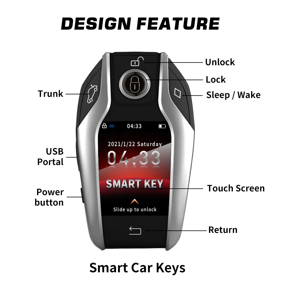 OkeyTech Universal TK800 Smart Remote Key LCD Display Screen Keyless Entry For BMW For Ford Smart LCD Key For all of cars