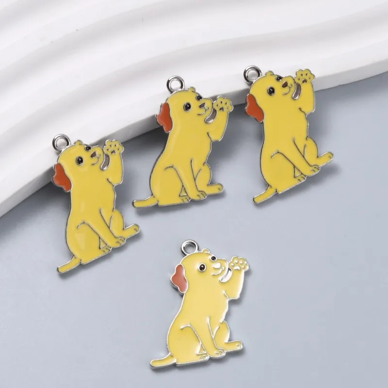 10pcs Cute Dog Enamel Charms Lovely Animal Pet Pendants For Making DIY Handmade Findings Accessories Necklace Jewelry