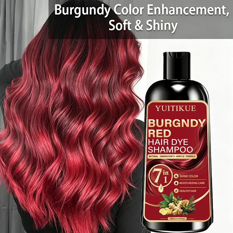 7 IN 1 Burgunderrotes Haarfärbeshampoo YUITIKUE Sanfte natürliche Formel Glanzfarbe Feuchtigkeitsspendendes Haarpflegeshampoo Haarfärbemittel für zu Hause – Detail 6