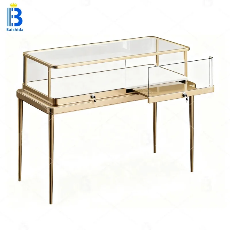 custom.BSD Design European OEM ODM Lockable Jewelry Glass Display Cabinet Sliding Door LED Lighting Customizable Size Color Wate