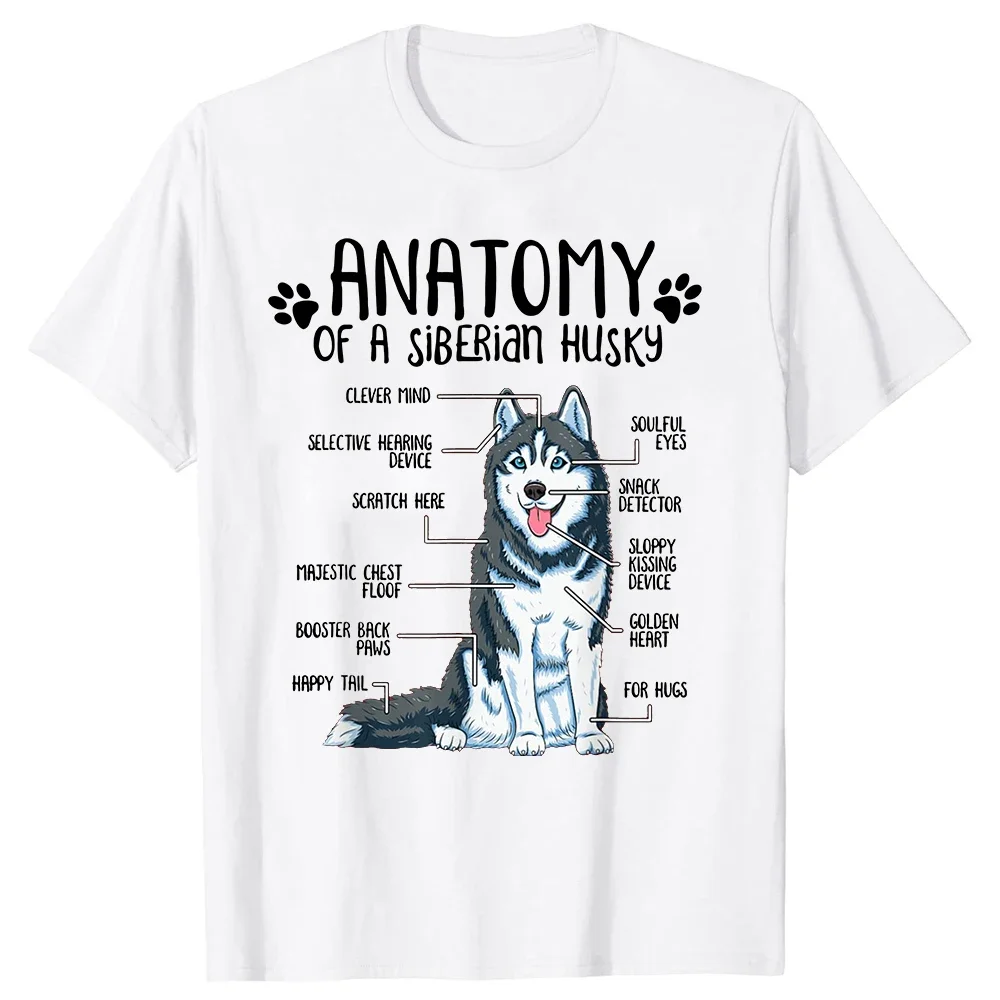 Summer Graphic Cotton Streetwear Birthday Gifts T-shirt Mens Clothing Funny Anatomy Siberian Husky Dog Lover Classic T Shirts