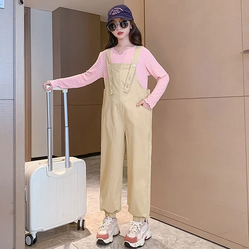 2026 New Spring Girls Clothing Set Jumpsuit T-shirt 2 Pieces Costume Suit Kids Child Overall Tracksuit Teenager Clothes Outfit